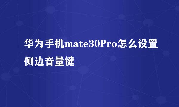 华为手机mate30Pro怎么设置侧边音量键