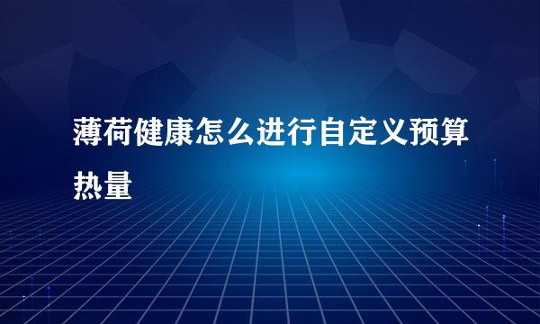 薄荷健康怎么进行自定义预算热量
