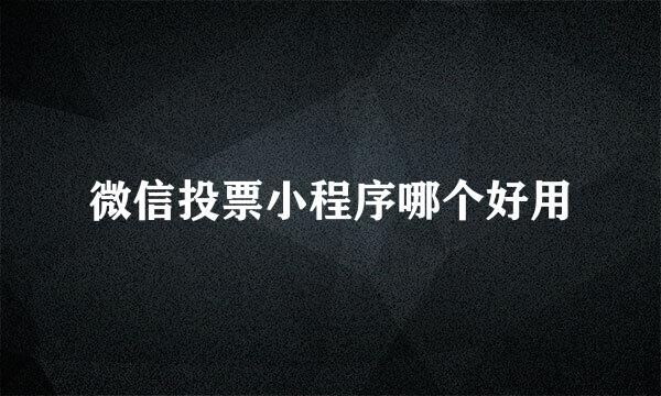 微信投票小程序哪个好用