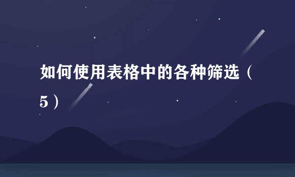 如何使用表格中的各种筛选（5）