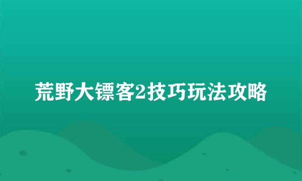 荒野大镖客2技巧玩法攻略