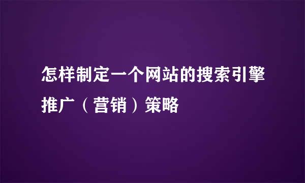 怎样制定一个网站的搜索引擎推广（营销）策略