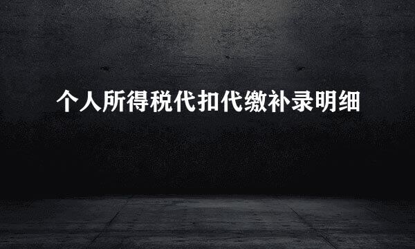 个人所得税代扣代缴补录明细