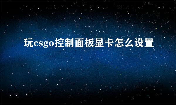 玩csgo控制面板显卡怎么设置