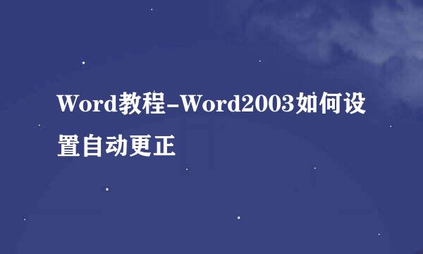 Word教程-Word2003如何设置自动更正