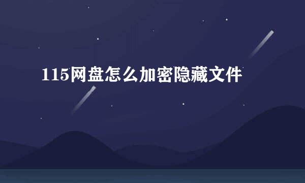115网盘怎么加密隐藏文件