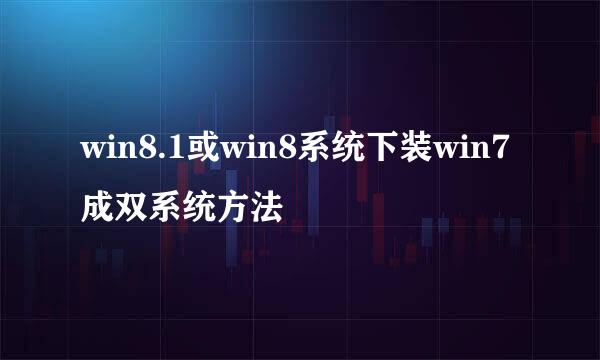 win8.1或win8系统下装win7成双系统方法