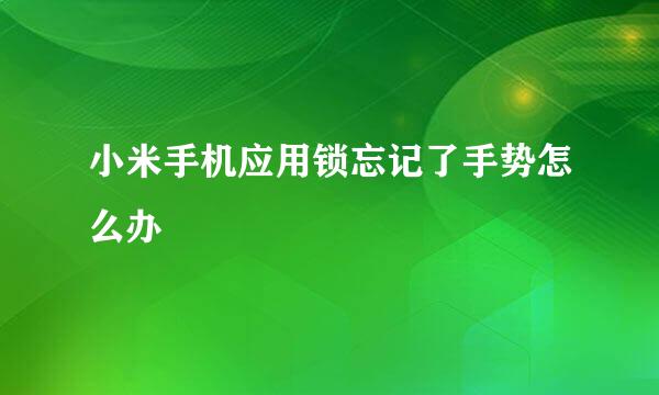 小米手机应用锁忘记了手势怎么办