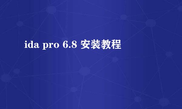 ida pro 6.8 安装教程
