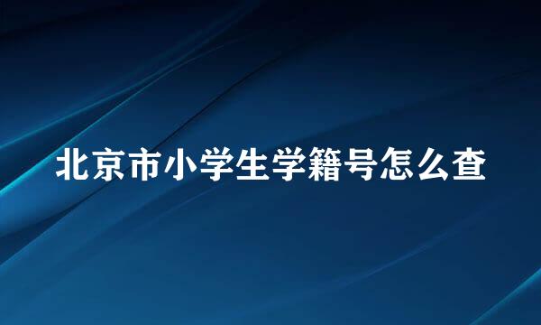 北京市小学生学籍号怎么查
