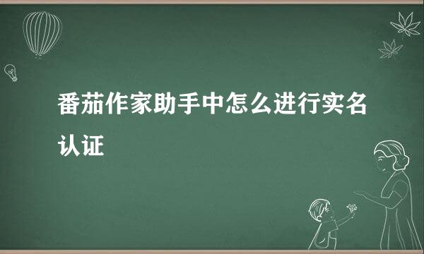番茄作家助手中怎么进行实名认证