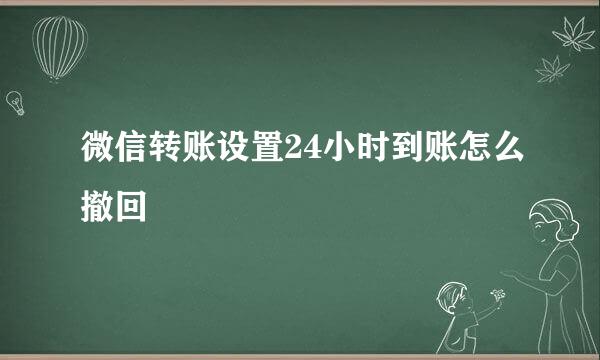 微信转账设置24小时到账怎么撤回