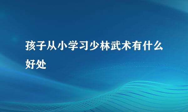 孩子从小学习少林武术有什么好处