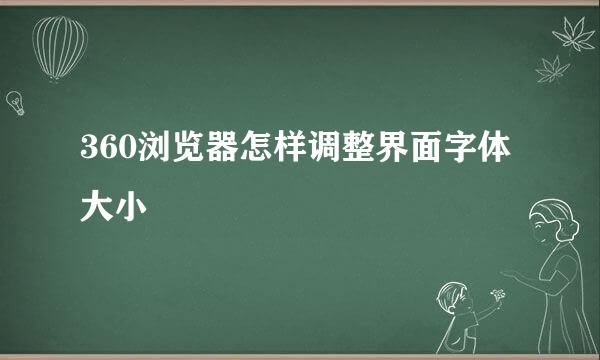 360浏览器怎样调整界面字体大小