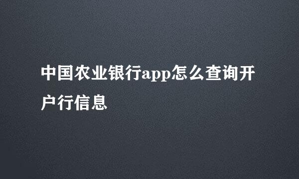 中国农业银行app怎么查询开户行信息