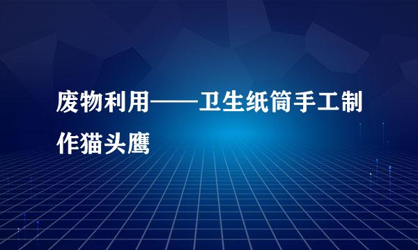 废物利用——卫生纸筒手工制作猫头鹰