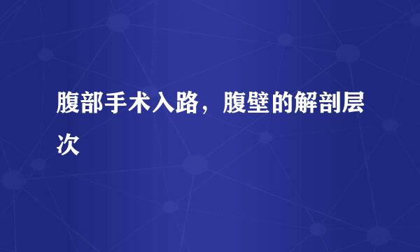 腹部手术入路，腹壁的解剖层次