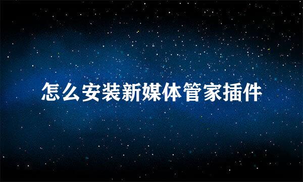 怎么安装新媒体管家插件