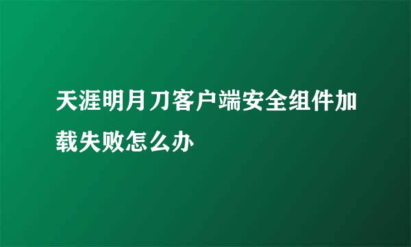 天涯明月刀客户端安全组件加载失败怎么办