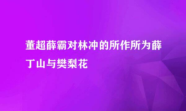 董超薛霸对林冲的所作所为薛丁山与樊梨花