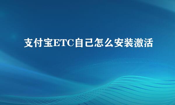 支付宝ETC自己怎么安装激活