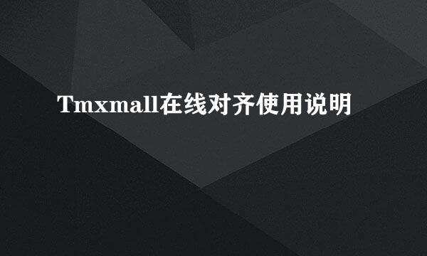 Tmxmall在线对齐使用说明