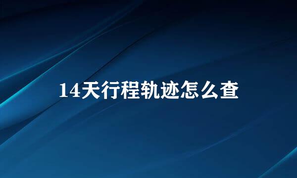 14天行程轨迹怎么查