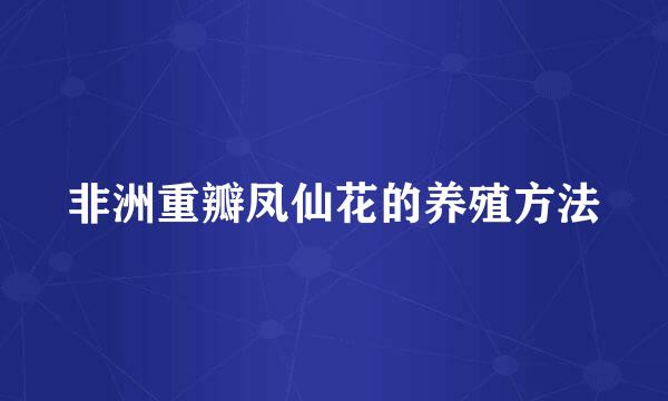 非洲重瓣凤仙花的养殖方法