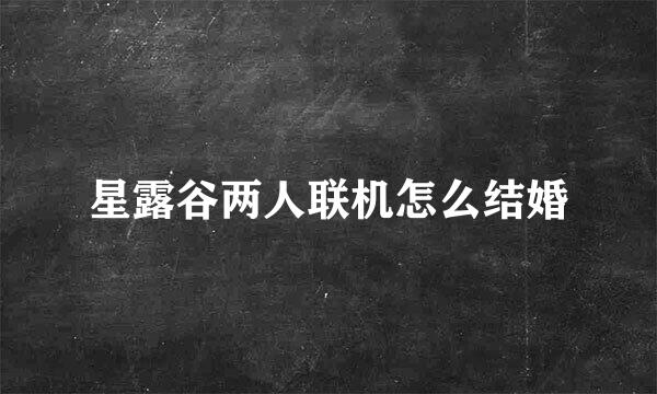 星露谷两人联机怎么结婚