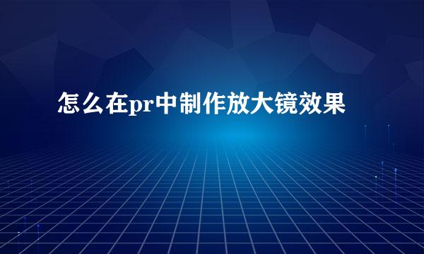 怎么在pr中制作放大镜效果