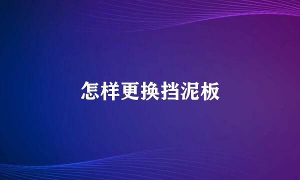 怎样更换挡泥板