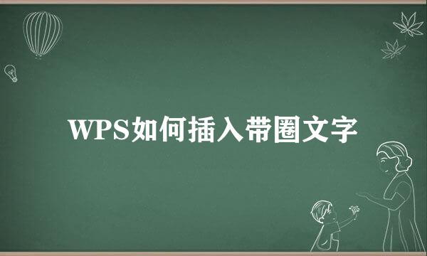 WPS如何插入带圈文字
