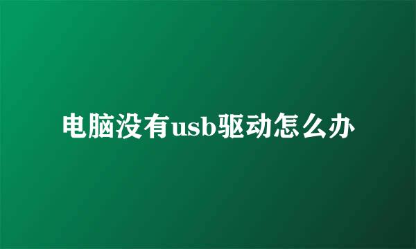 电脑没有usb驱动怎么办