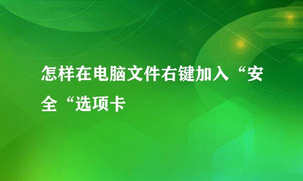 怎样在电脑文件右键加入“安全“选项卡