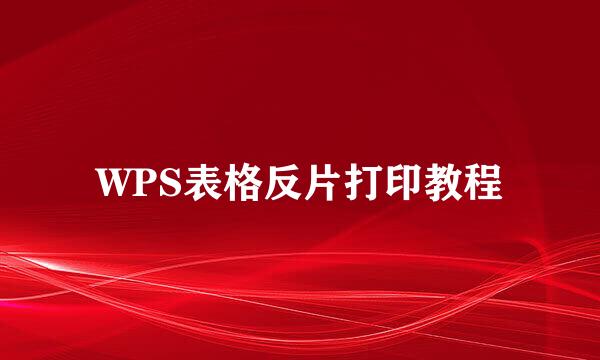 WPS表格反片打印教程