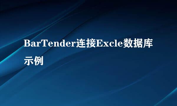 BarTender连接Excle数据库示例