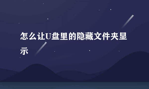 怎么让U盘里的隐藏文件夹显示