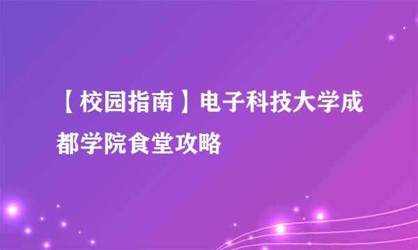 【校园指南】电子科技大学成都学院食堂攻略