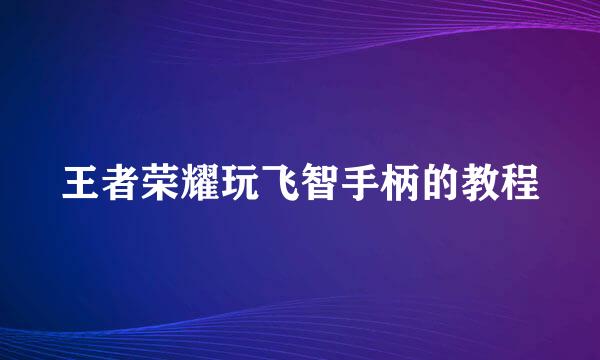 王者荣耀玩飞智手柄的教程