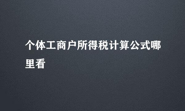 个体工商户所得税计算公式哪里看