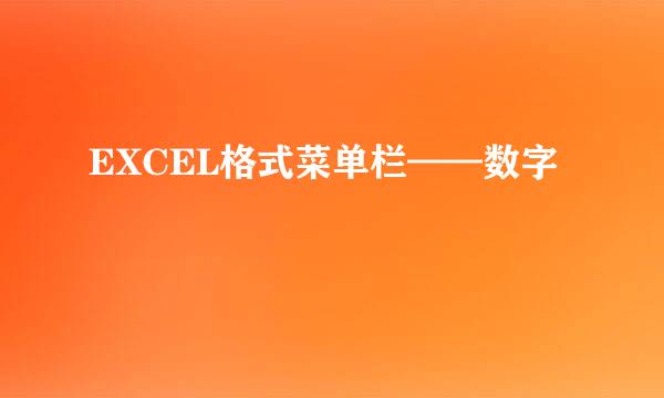 EXCEL格式菜单栏——数字