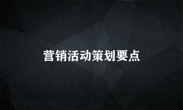 营销活动策划要点