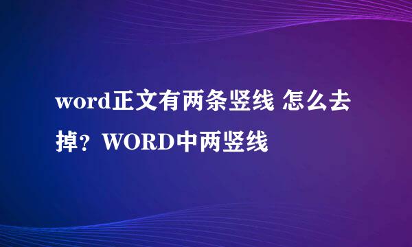 word正文有两条竖线 怎么去掉？WORD中两竖线