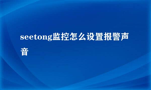 seetong监控怎么设置报警声音