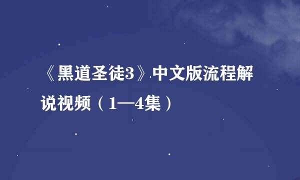 《黑道圣徒3》中文版流程解说视频（1—4集）