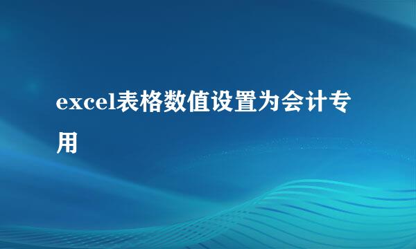 excel表格数值设置为会计专用