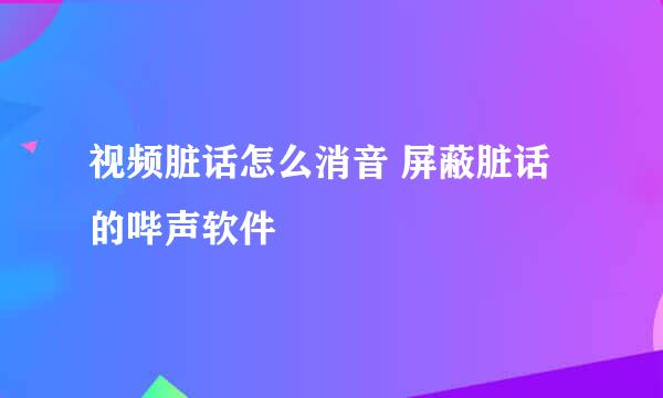 视频脏话怎么消音 屏蔽脏话的哔声软件