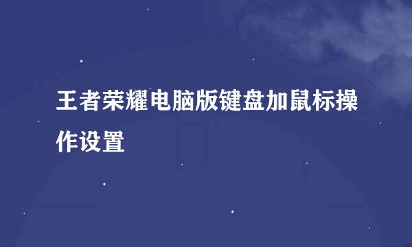 王者荣耀电脑版键盘加鼠标操作设置