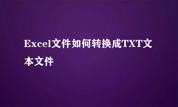 Excel文件如何转换成TXT文本文件