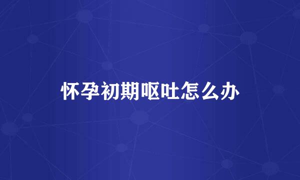 怀孕初期呕吐怎么办